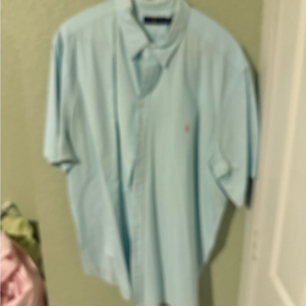 Men's Polo Ralph Lauren Green & White Seersucker Shirt size 4xl